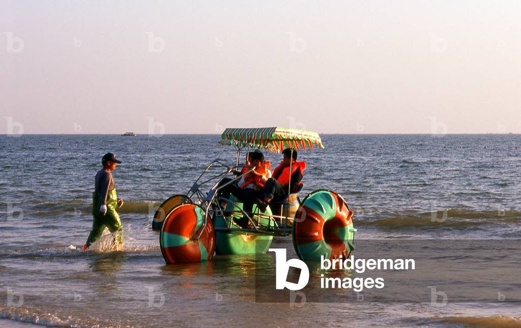 China: Water tricycle, Silver Beach (Beihai Yintan), Beihai, Guangxi Province