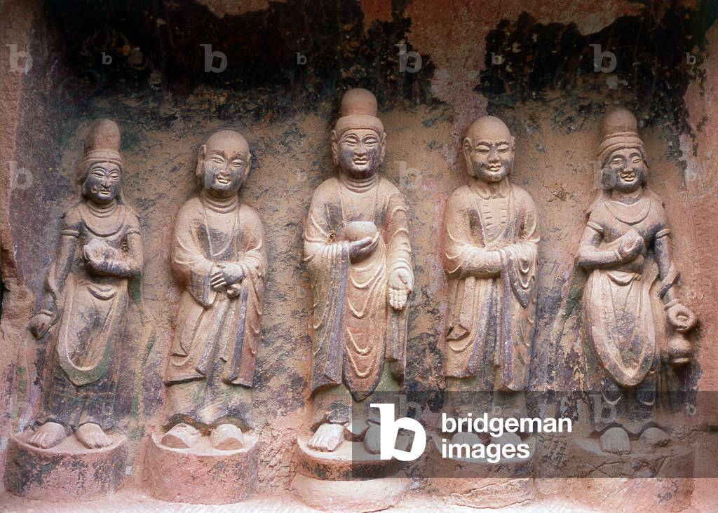 China: Buddhist stone relief carved into the rock face, Binglingsi, Yongjing County, Linxia Hui Autonomous Prefecture, Gansu