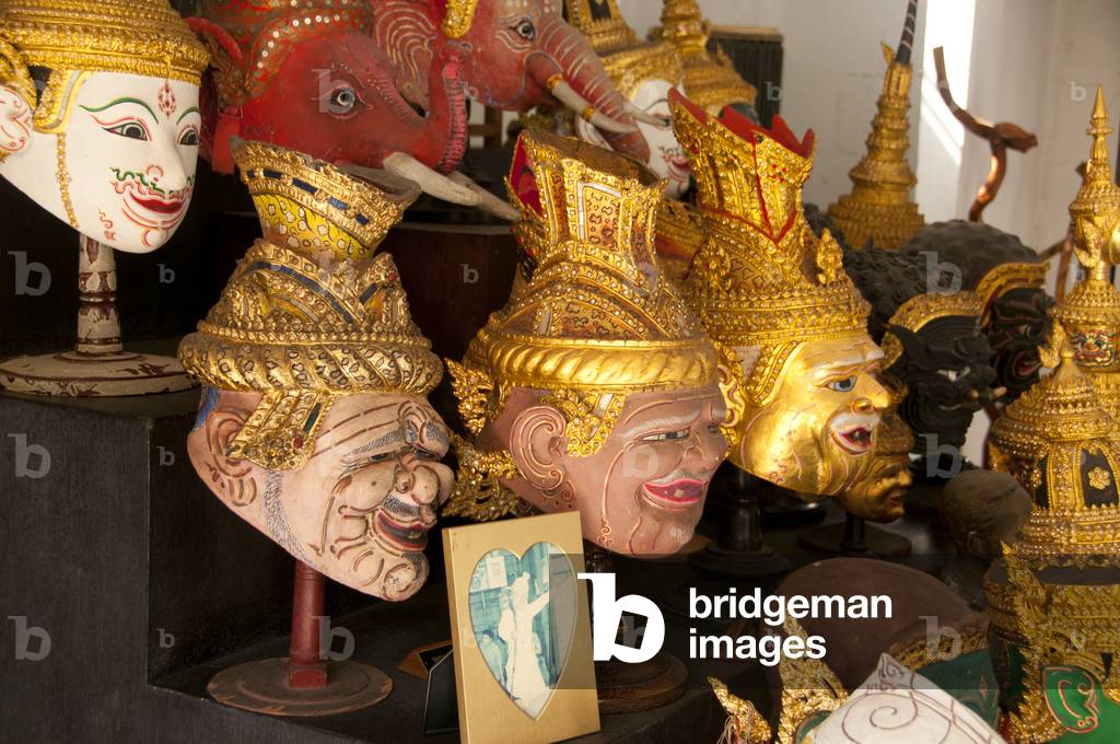Thailand: Khon masks used for traditional Thai drama, Patravadi Theatre, Bangkok