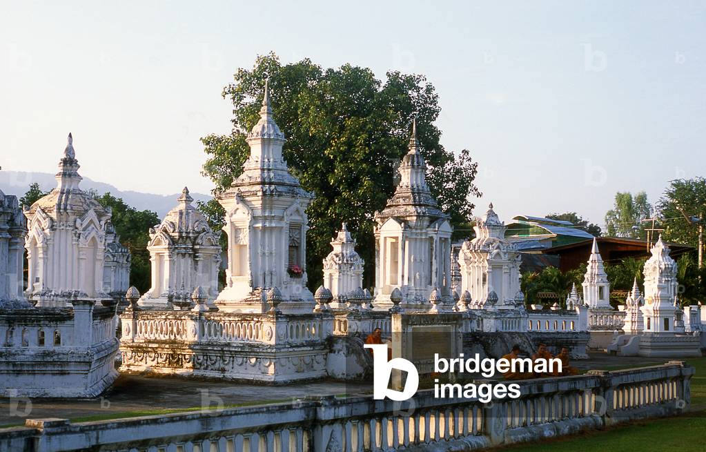 Thailand: Stupas containing the ashes of the Chiang Mai royal family, Wat Suan Dok, Chiang Mai, northern Thailand
