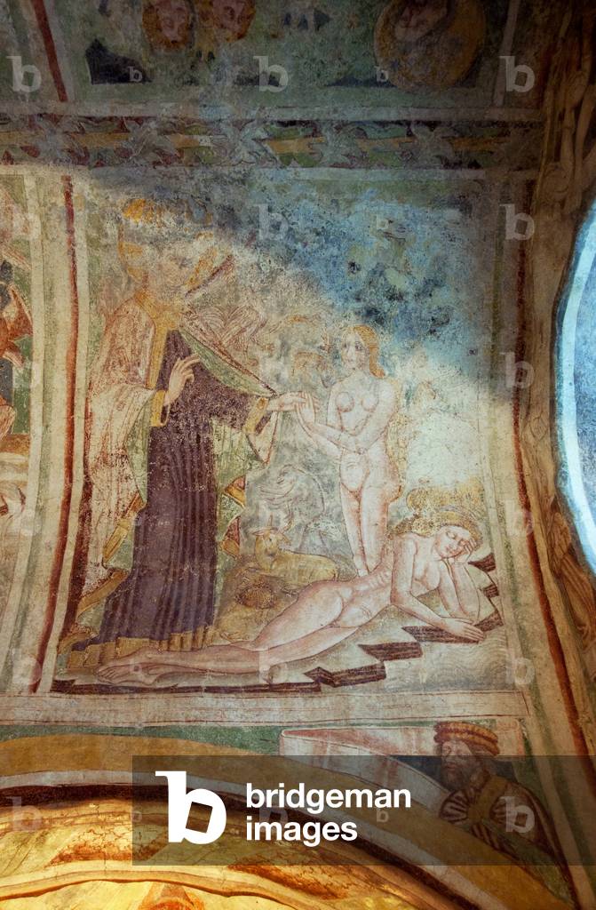 Slovenia: 15th century fresco by John of Kastav (Johannes de Castua) showing a scene from the Creation of the Earth (Genesis, Old Testament) in the vault of the central nave, Holy Trinity Church, Hrastovlje, Rizana Valley