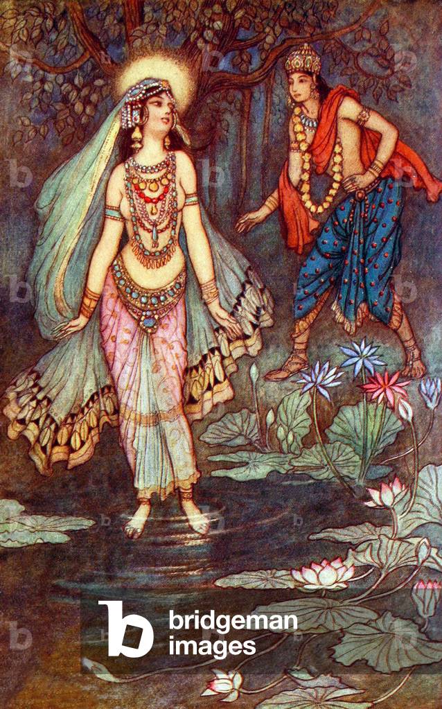 UK: 'Shantanu Meets the Goddess Ganga', Warwick Goble (1862-1943), 1912