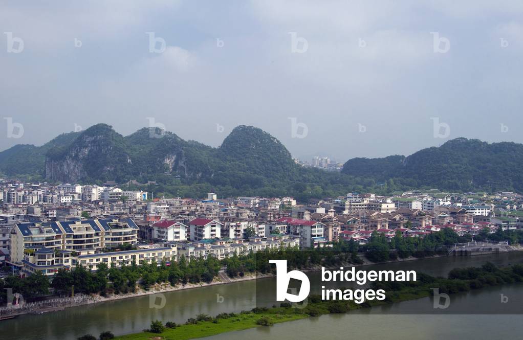 China: Eastern Guilin towards Seven Star Park from Fubo Shan (Wave-Subduing Hill), Guilin, Guangxi Province