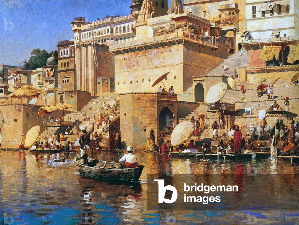 India: On the River at Benares (Varanasi), by Edwin Lord Weeks.