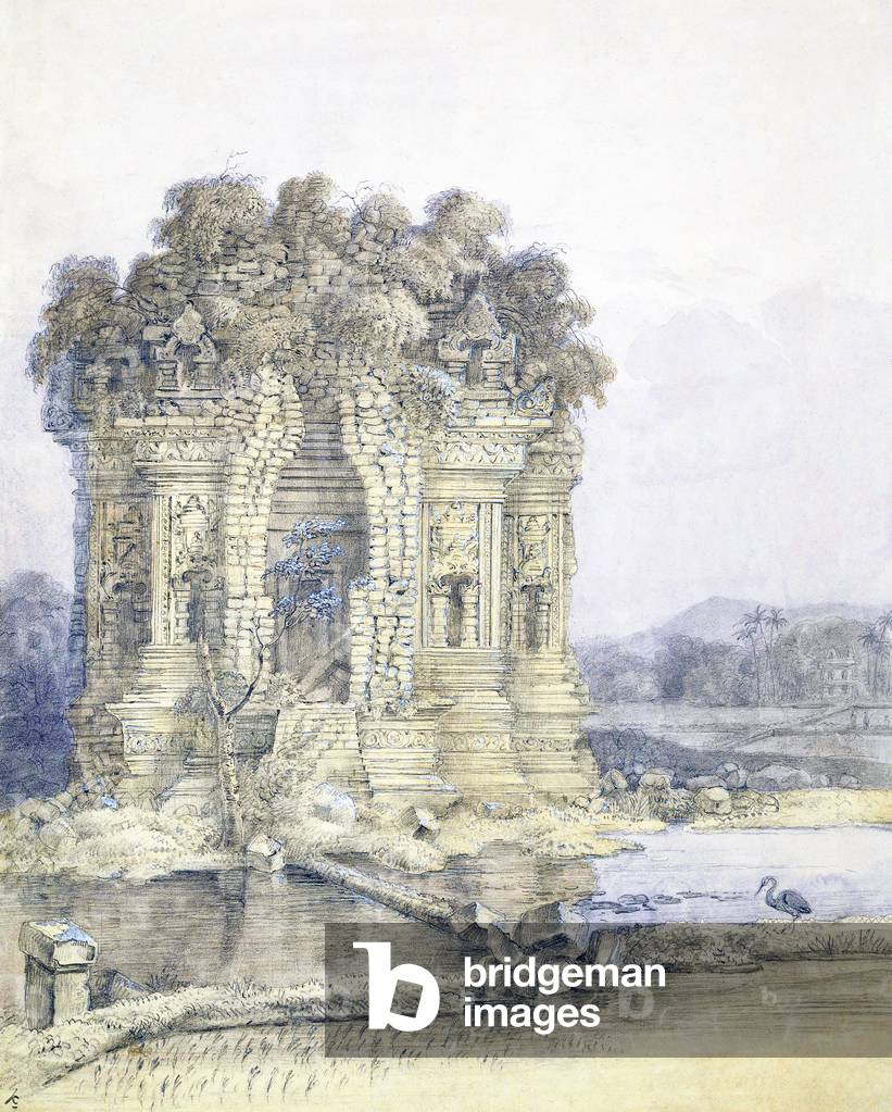 Indonesia / Java: Candi Kalasan, Sailendra Period, c. 8th century CE. Attributed to Adrianus Johannes Bik, 1817