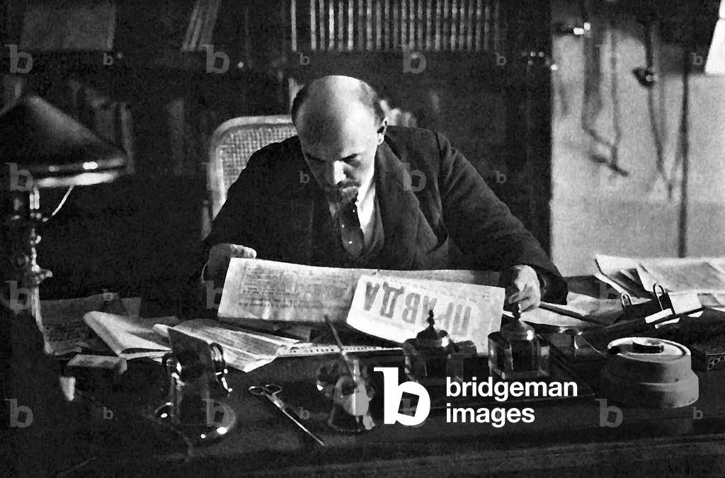 Russia/Soviet Union: V I Lenin (1870 - 1924) at the desk in his study at the Kremlin, 16 October 1918