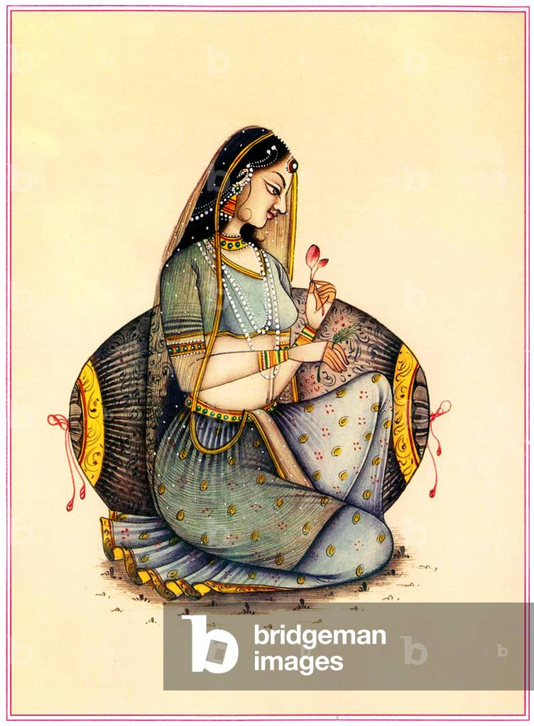 India: Mughal Era 'tawaif' or courtesan, possibly a 20th century reproduction of an 18th century painting, Lucknow, anonymous