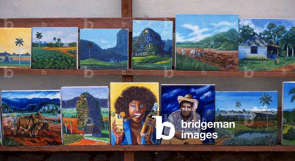 Cuba: Cuban art for sale on the street in Vinales, Pinar del Rio Province