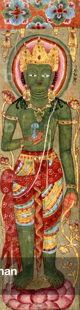 China: The bodhisattva Vajrapani in Khotanese style, Dunhuang, 8th-9th century.