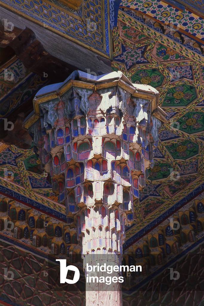 Uzbekistan: The iwan or covered portico at Bolo Hauz Mosque, Bukhara