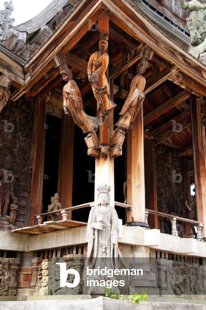 Thailand: Wooden carvings, Sanctuary of Truth, Pattaya, Chonburi Province