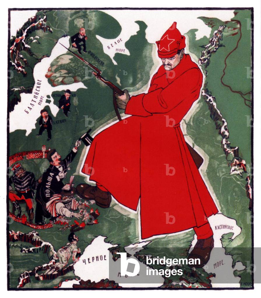 Leon Trotsky defends Russia against European Intervention, Russian Revolutionary Poster, c.1918 (print)