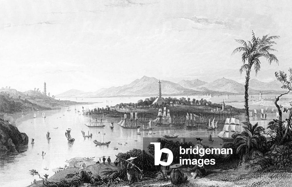 China: 'Whampoa from Dane's Island'. First Opium War (1839-1842) by Thomas Allom.
