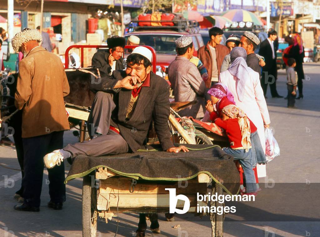 China: Street scene, Khotan, Xinjiang Province