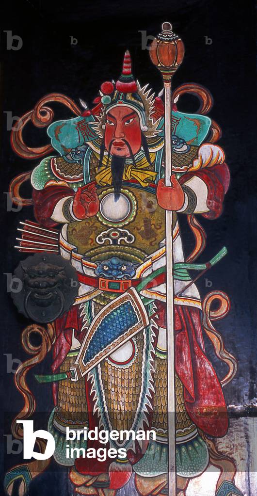 China: Painted door guardian at the Chen Family Temple (Chenjia Si), Guangzhou, Guangdong Province