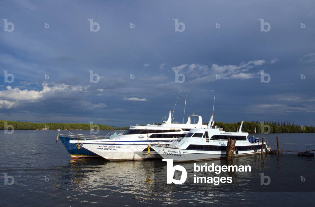 Thailand: Tour boat at the Krabi Town waterfront, Krabi Province, southern Thailand