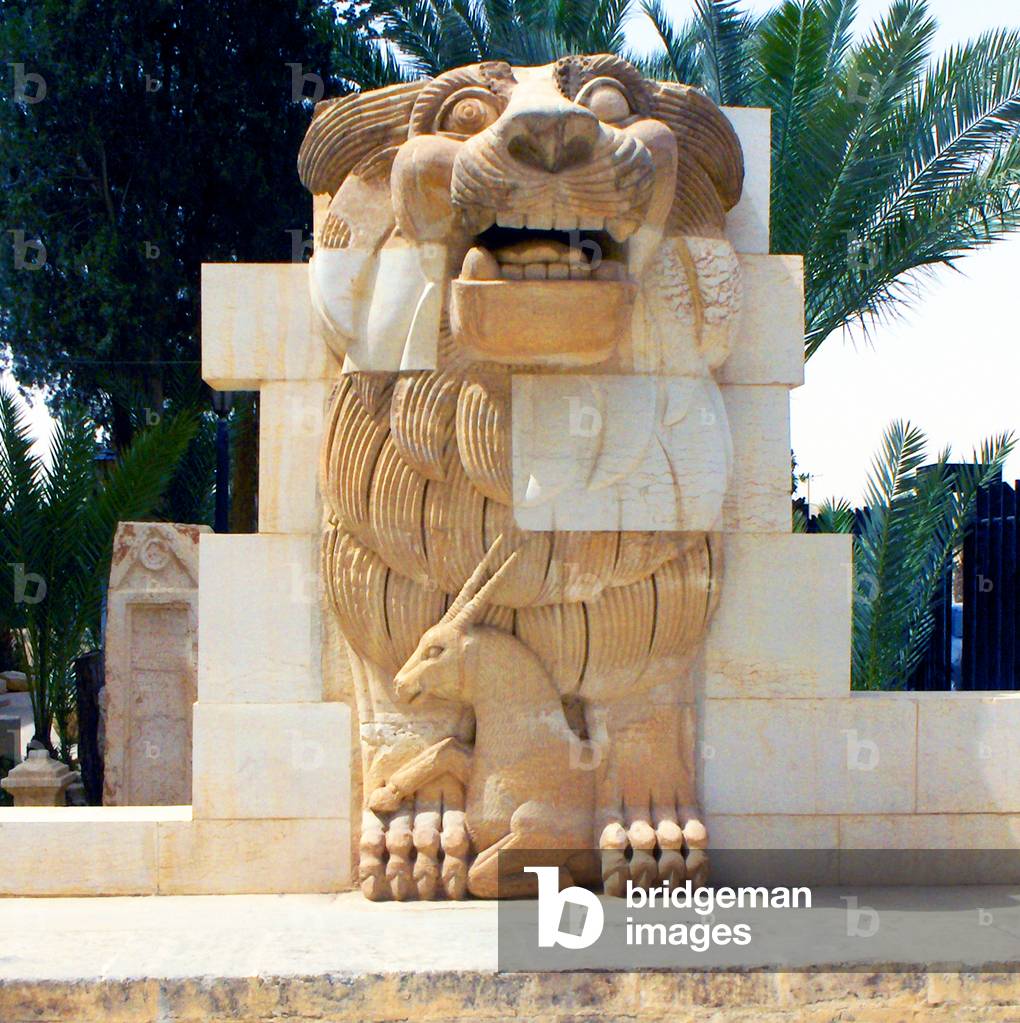Syria: The lion of Al-Lat (first century BCE), which stood at the entrance of the temple of Al Lat but was destroyed by ISIS iconoclasts in May, 2015