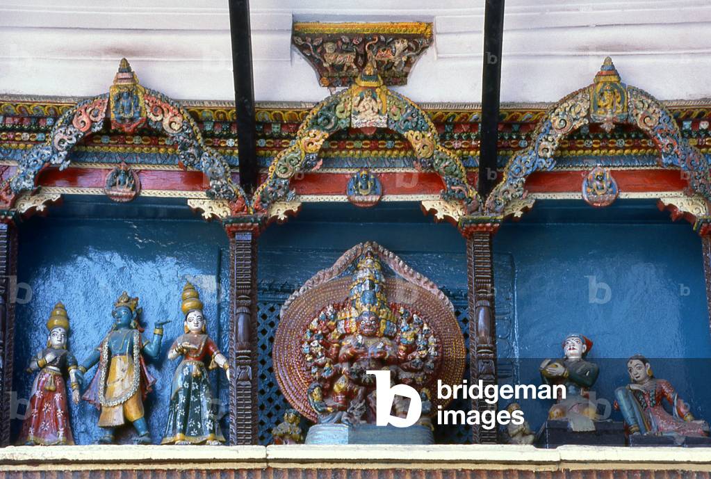 Nepal: Frieze over the entrance to the Hanuman Dhoka depicting scenes from the <i>Mahabharata</i>, Durbar Square, Kathmandu (1996)