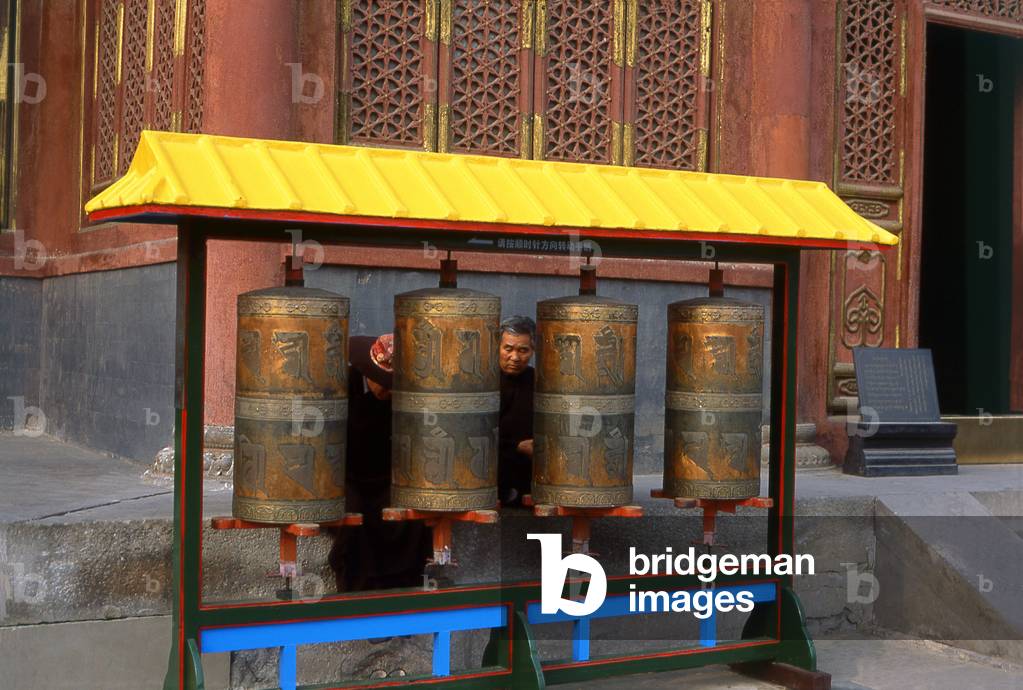 China: Prayer wheels, Puning Temple (P?níng Sì) or Temple of Universal Peace, Chengde, Hebei Province