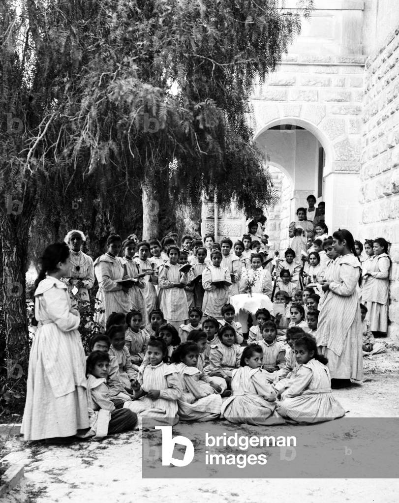 Palestine: Palestinian girls at the English Mission Girls School, Nablus, c. 1910