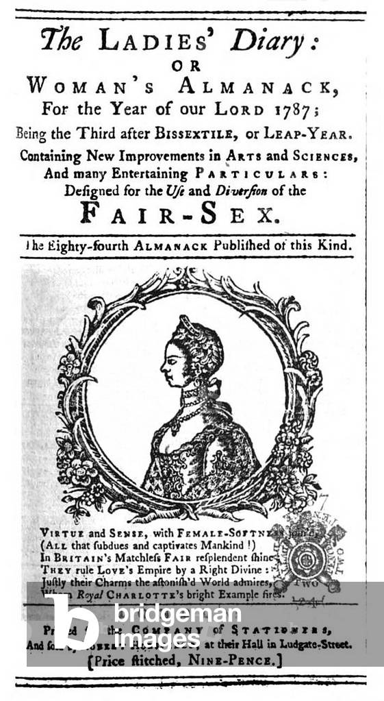 UK / England: Front cover of 'The Ladies' Diary', London 1787