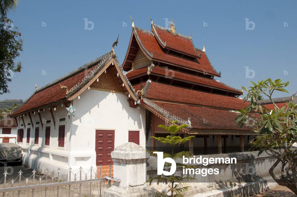 Laos: The sim (ordination hall) with its five-tiered roof, Wat Mai Suwannaphumaham, Luang Prabang