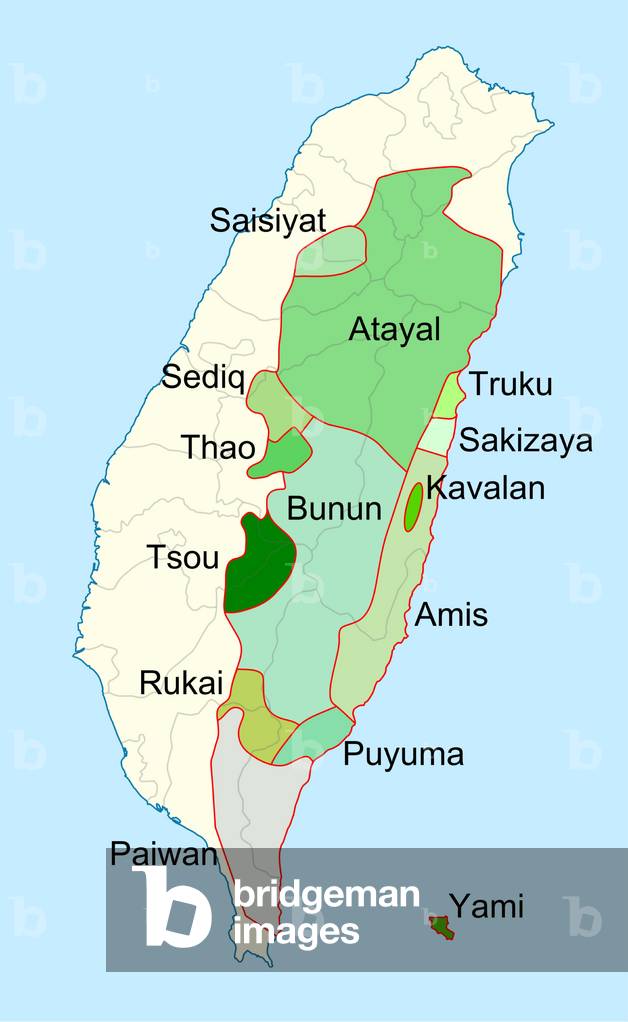 China / Taiwan: Map of the distribution of indigenous peoples in Taiwan.