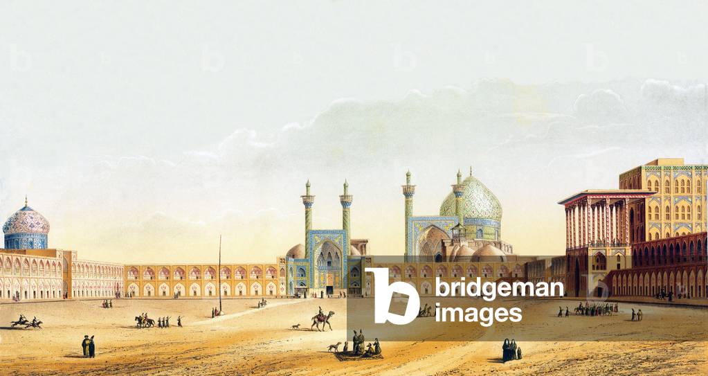Iran / Persia: A view of Meidan-E-Shah Square, Isfahan. Pascal Coste, c.1845
