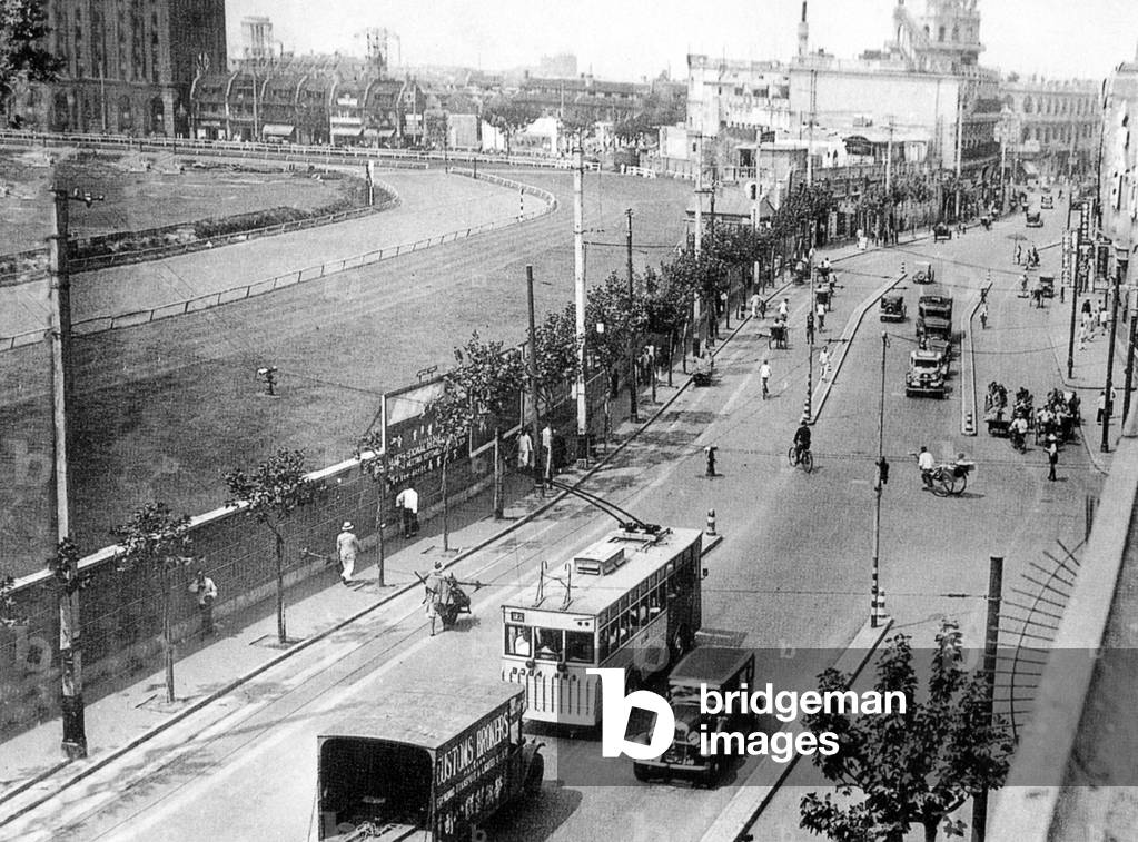 China: A view of Shanghai's Yuqiaqing Road in the early 20th century. It is now called Xijang Lu or Tibet Road