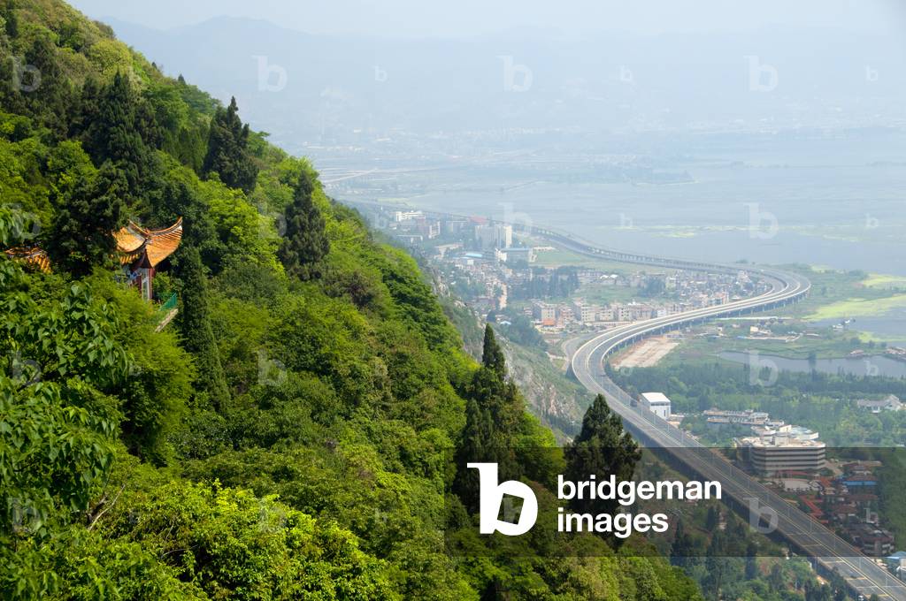 China: Highway leading to Kunming seen from Long Men (Dragon Gate), Xishan (Western Hills), near Kunming, Yunnan Province