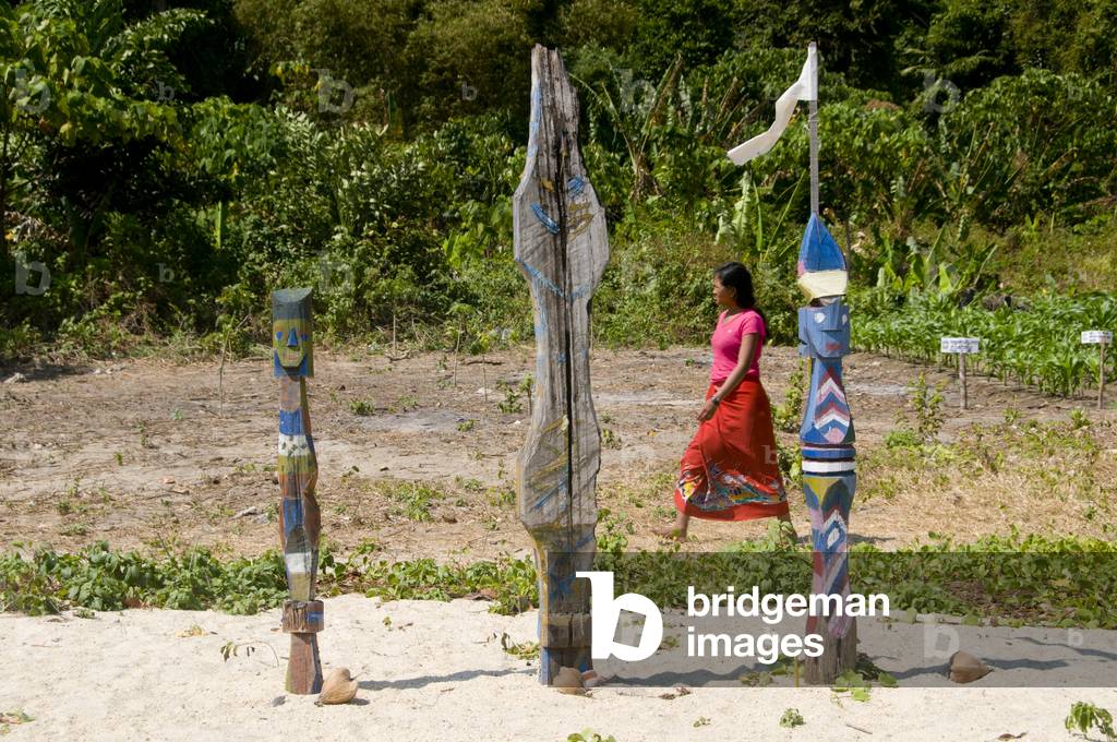 Thailand: Moken (Sea Gypsy) totems, Moken village, Ko Surin Tai, Surin Islands Marine National Park