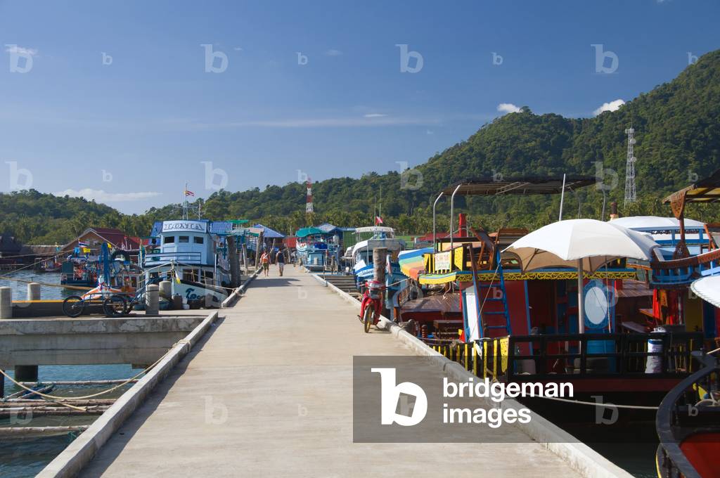 Thailand: Dive boats at the pier, Bang Bao fishing village, Ko Chang, Trat Province