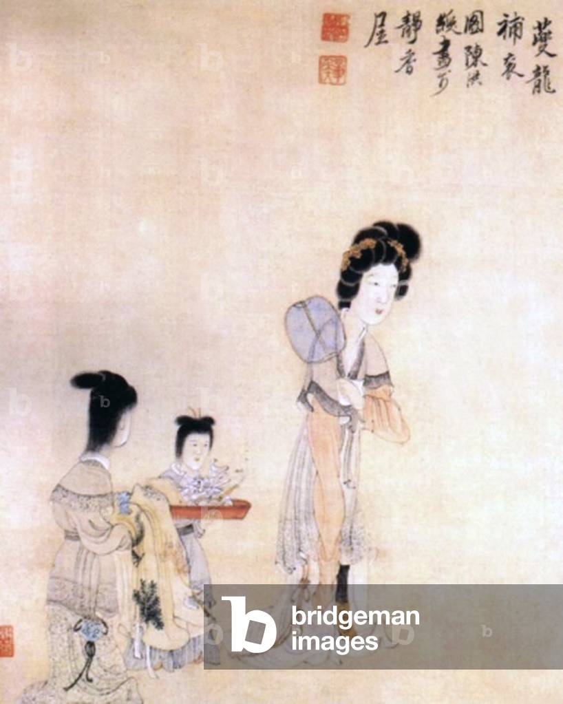 China: Empress Xu, formally Empress Ren Xiao Wen (1362-1407), consort of the 3rd Ming Emperor Yongle (r. 1402-1424); with ladies in waiting at the Ming Court.