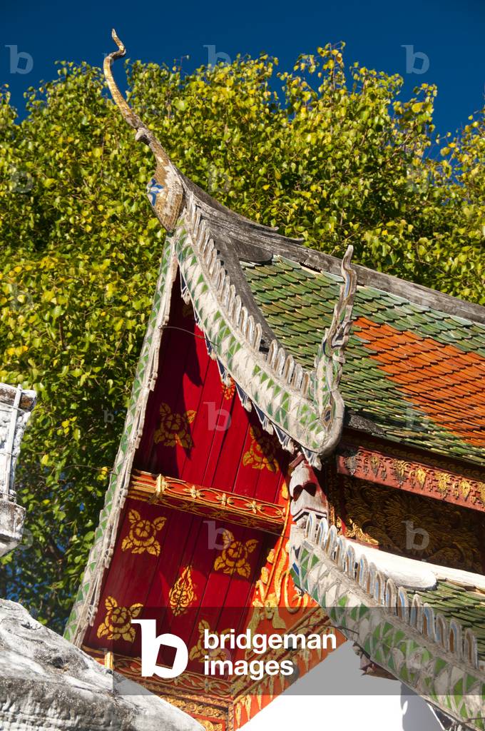 Thailand: Roof detail of the ubosot (ordination hall) at Wat Prasat, Chiang Mai