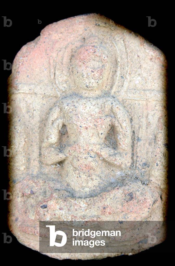 Burma / Myanmar: Pyu era terracotta Buddha amulet, c. 8th-9th century