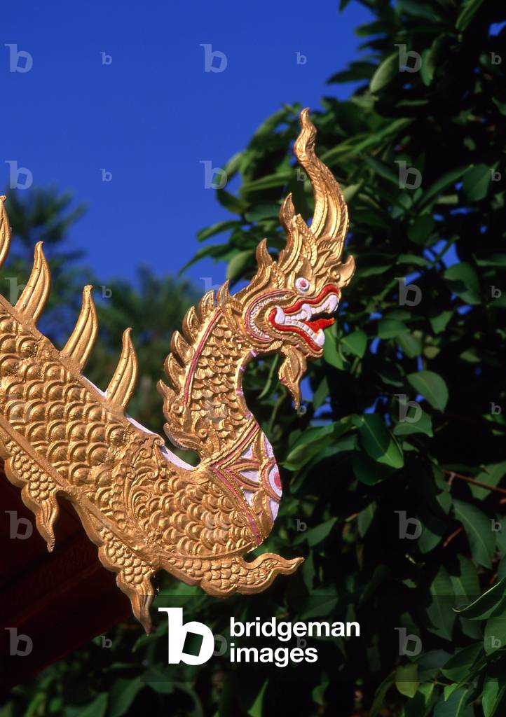 Thailand: Naga eaves on the ubosot (ordination hall), Wat Chiang Man, Chiang Mai