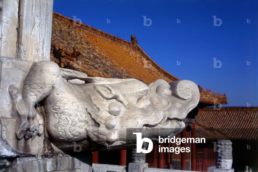 China: Detail of the terrace in front of the Hall of Supreme Harmony (Taihedian), The Forbidden City (Zijin Cheng), Beijing