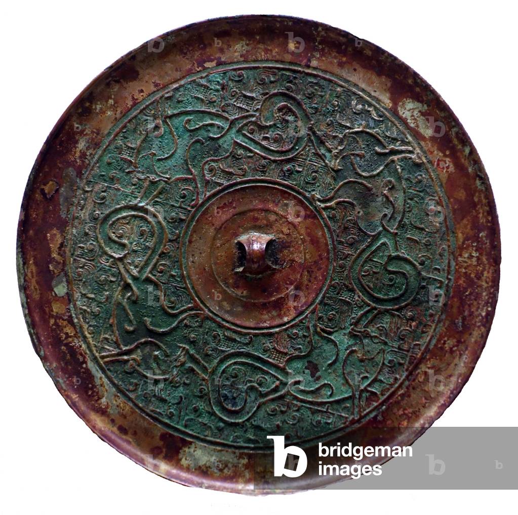 China: Bronze mirror with geometric decorations, Eastern Zhou Dynasty, Warring States Period, 403-221 BCE, Ethnological Museum, Berlin