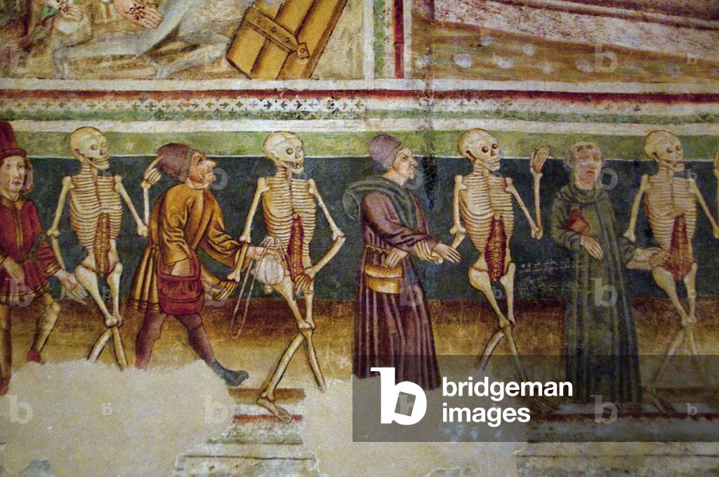 Slovenia: A detail from the 'Danse Macabre' (Dance of Death), a 15th century fresco by John of Kastav (Johannes de Castua), Holy Trinity Church, Hrastovlje, Rizana Valley