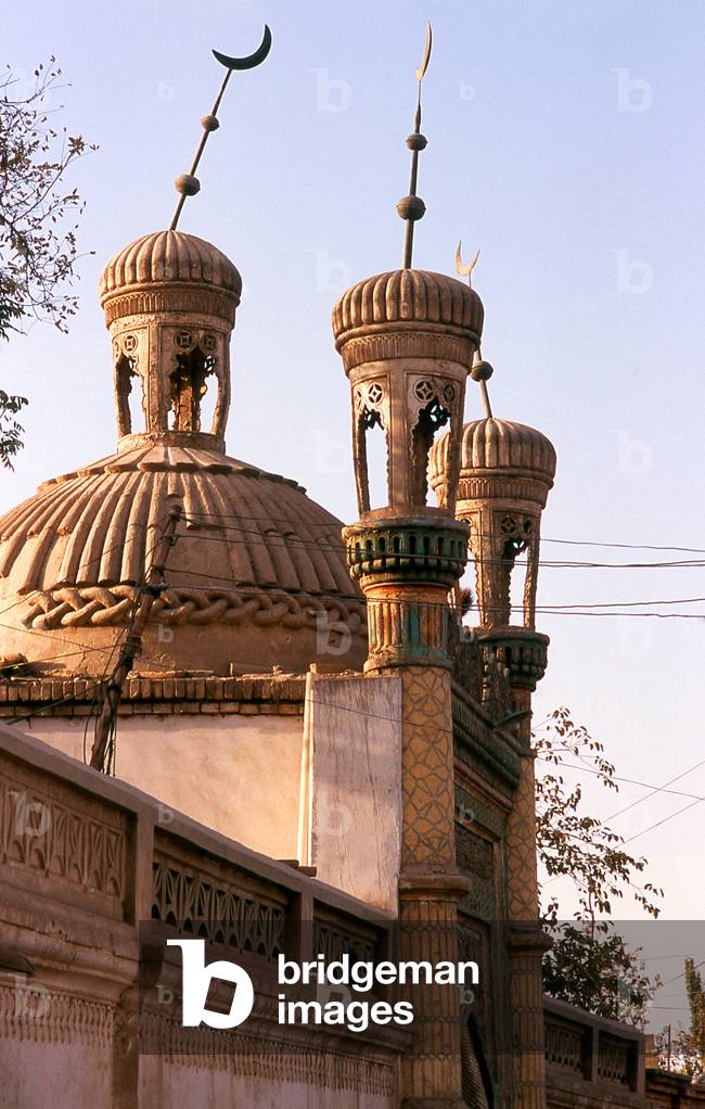 China: Dome and minarets on old mosque, Yarkand, Xinjiang Province