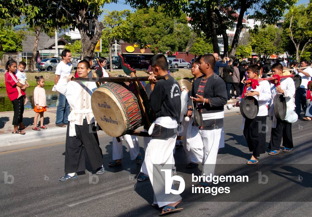 Thailand: Traditional northern Thai drum, Chiang Mai Flower Festival Parade, Chiang Mai, northern Thailand