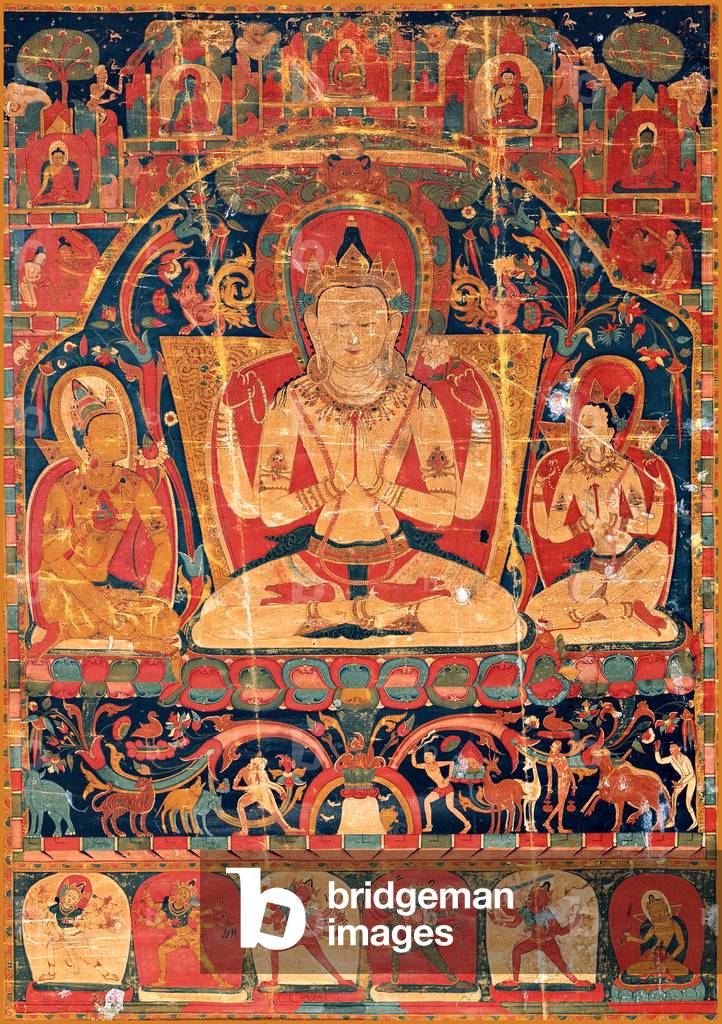 China / Tibet: Thangka of Shadakshari-Lokesvara Avalokitesvara, Lhasa, 13th century