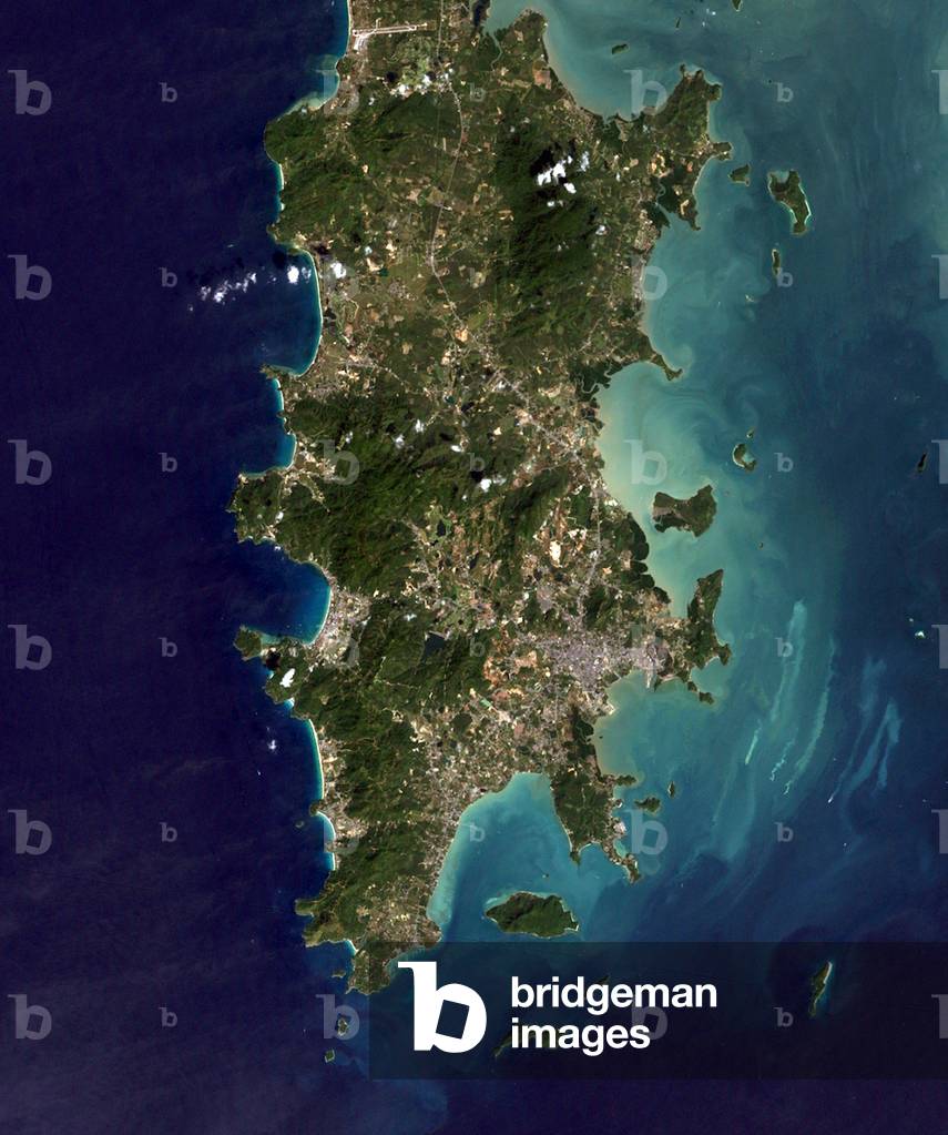 Thailand: Phuket Island and the surrounding Andaman Sea from space, 2008