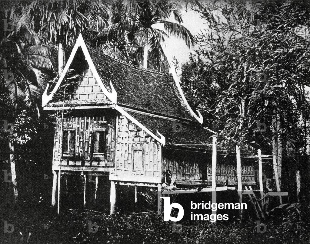 Thailand: A traditional Siamese house near Bangkok, c. 1900
