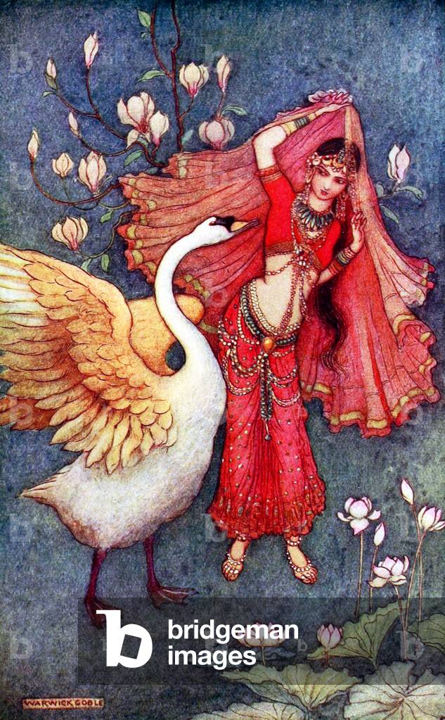 UK: 'Damayanti and the Swan', Warwick Goble (1862-1943), 1912