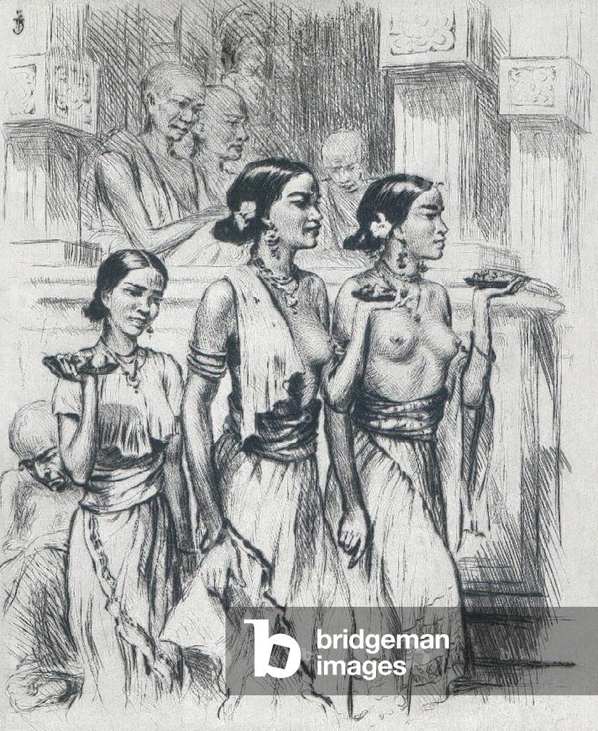 Sri Lanka: At the entrance to the Temple of the Tooth, Kandy, c.1928