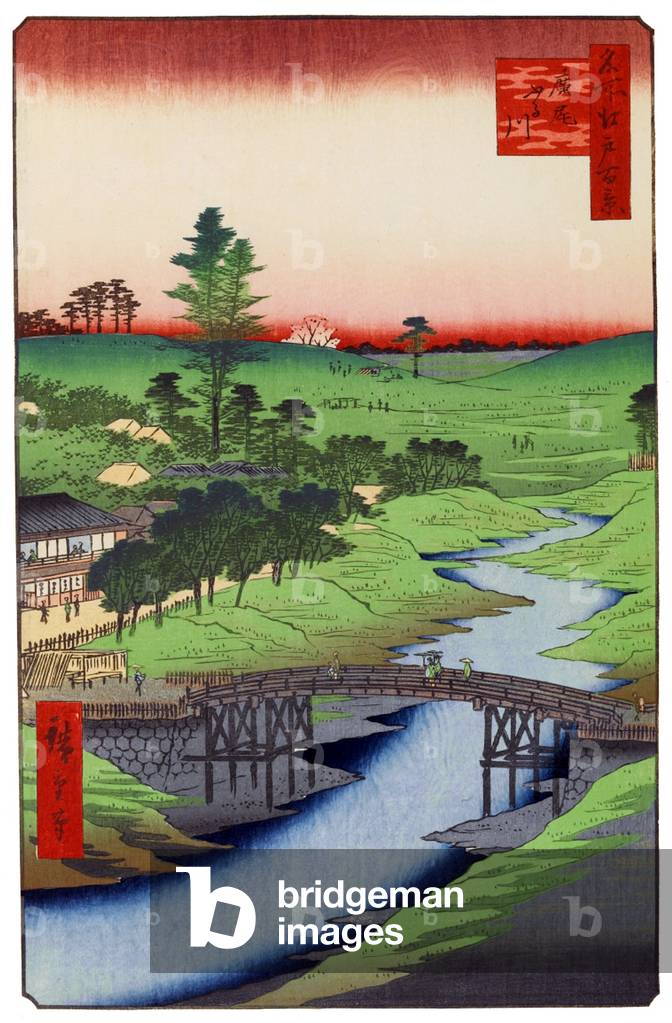 Japan: Spring: Hiroo on Furukawa River. Image 22 of '100 Famous Views of Edo'. Utagawa Hiroshige (first published 1856-59)
