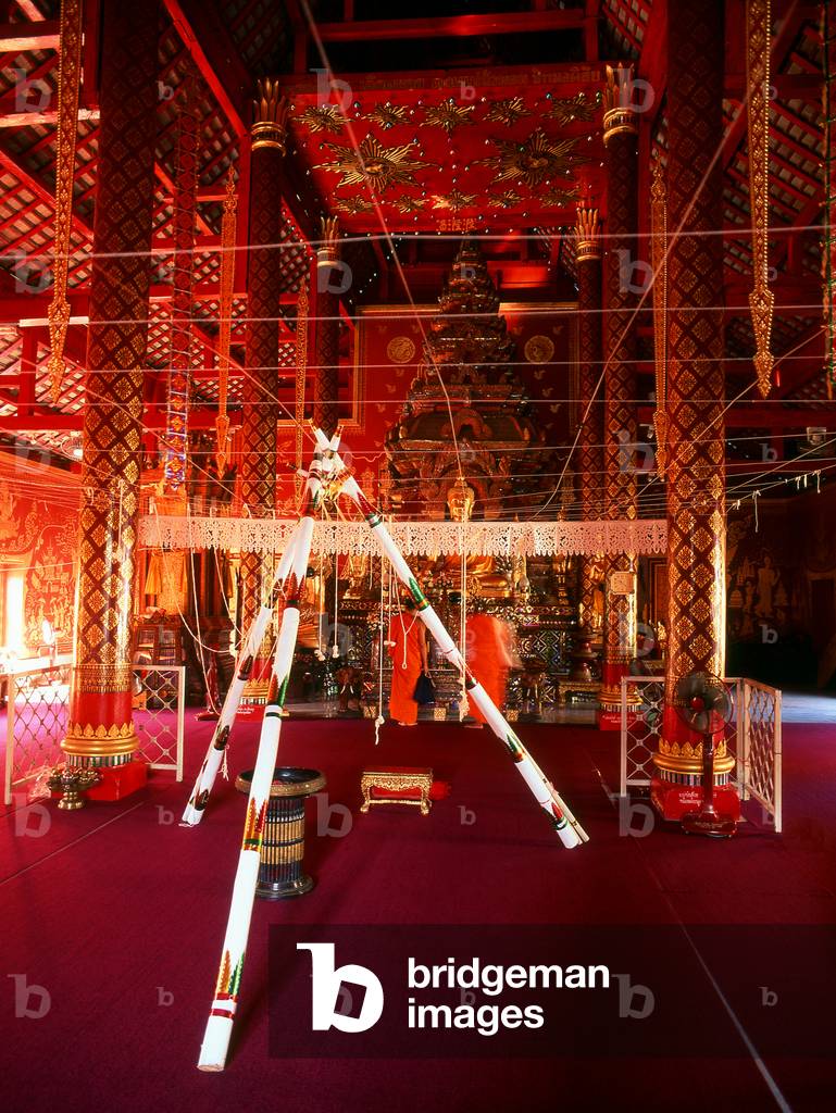 Thailand: The main viharn being readied for a seup chada (life-extending) ceremony, Wat Chiang Man, Chiang Mai, northern Thailand