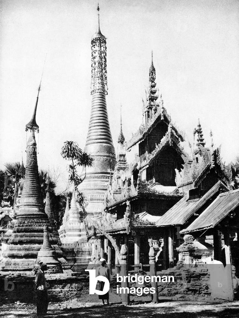 Burma/ Myanmar: A Buddhist temple in Namtok, southern Shan State, c.1920s.