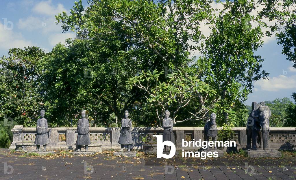 Vietnam: Stone guardian statues at the Tomb of Emperor Dong Khanh, Hue